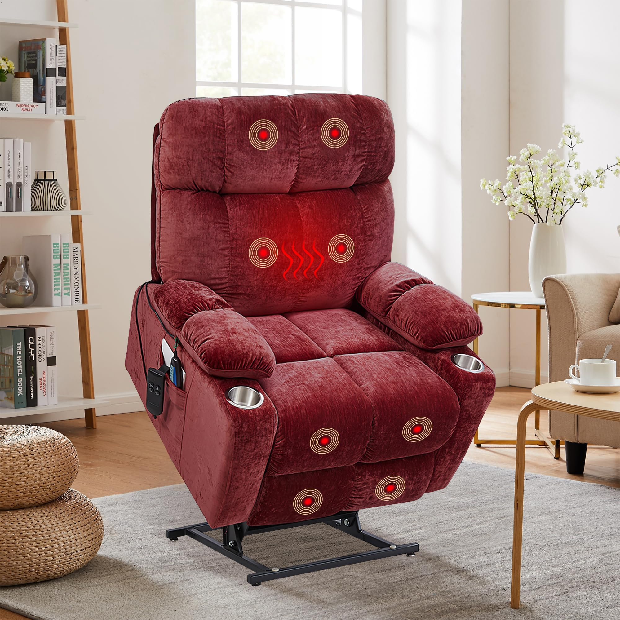 Latitude Run Red Recliner Elderly Comfortable Living Room Heat Massage Chair Wayfair